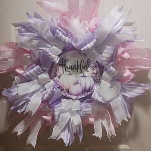 Pastel Purple and Pink Thankful Wreath